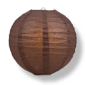 10" Brown Round Paper Lantern, Even Ribbing, Chinese Hanging Wedding & Party Decoration