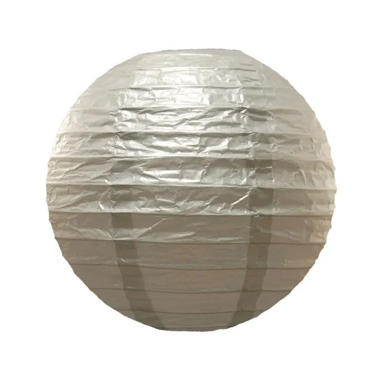 10" Round Paper Lanterns Set of 5 - Metallic Silver