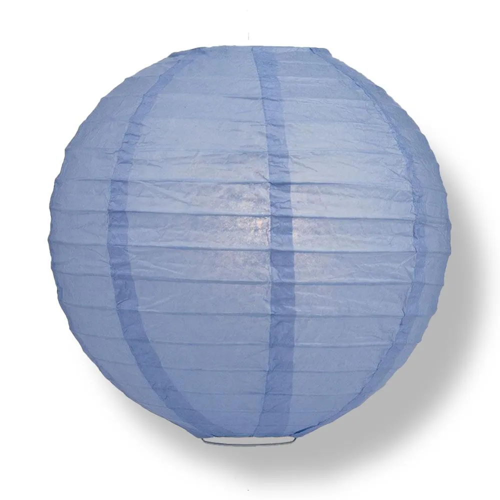 10" Serenity Blue Round Paper Lantern, Even Ribbing, Chinese Hanging Decoration for Weddings and Parties