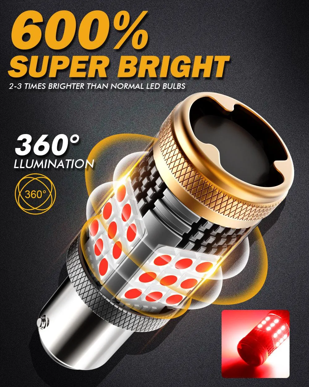 1157 BAY15D LED Brake/Tail Light Bulbs 56W 600% Hight Brightness CAN-Bus Error Free Red B21 Series | 2 Bulbs