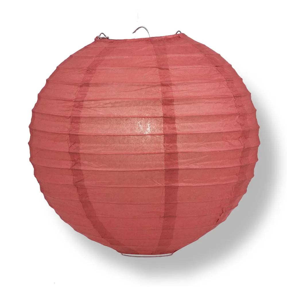 12" Marsala / Burgundy Wine Round Paper Lantern, Even Ribbing, Chinese Hanging Wedding & Party Decoration