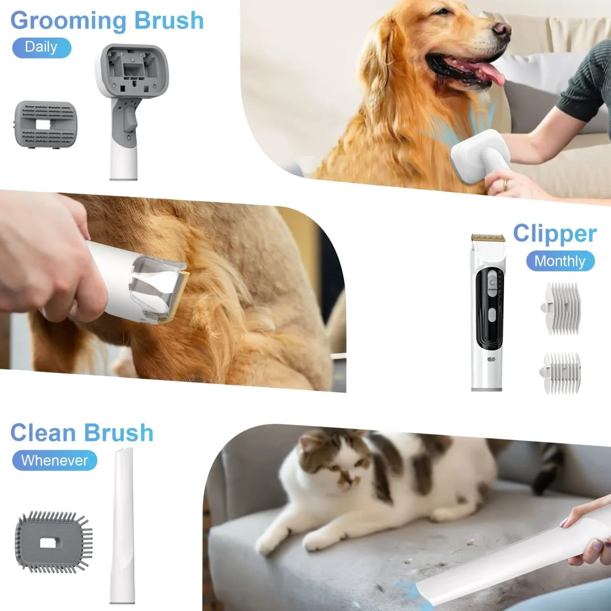 14Kpa Dog Grooming Kit & Vacuum, 2.5L Pet Hair Vacuum Suction