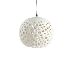 14" Ceramic Hanging Lantern in White