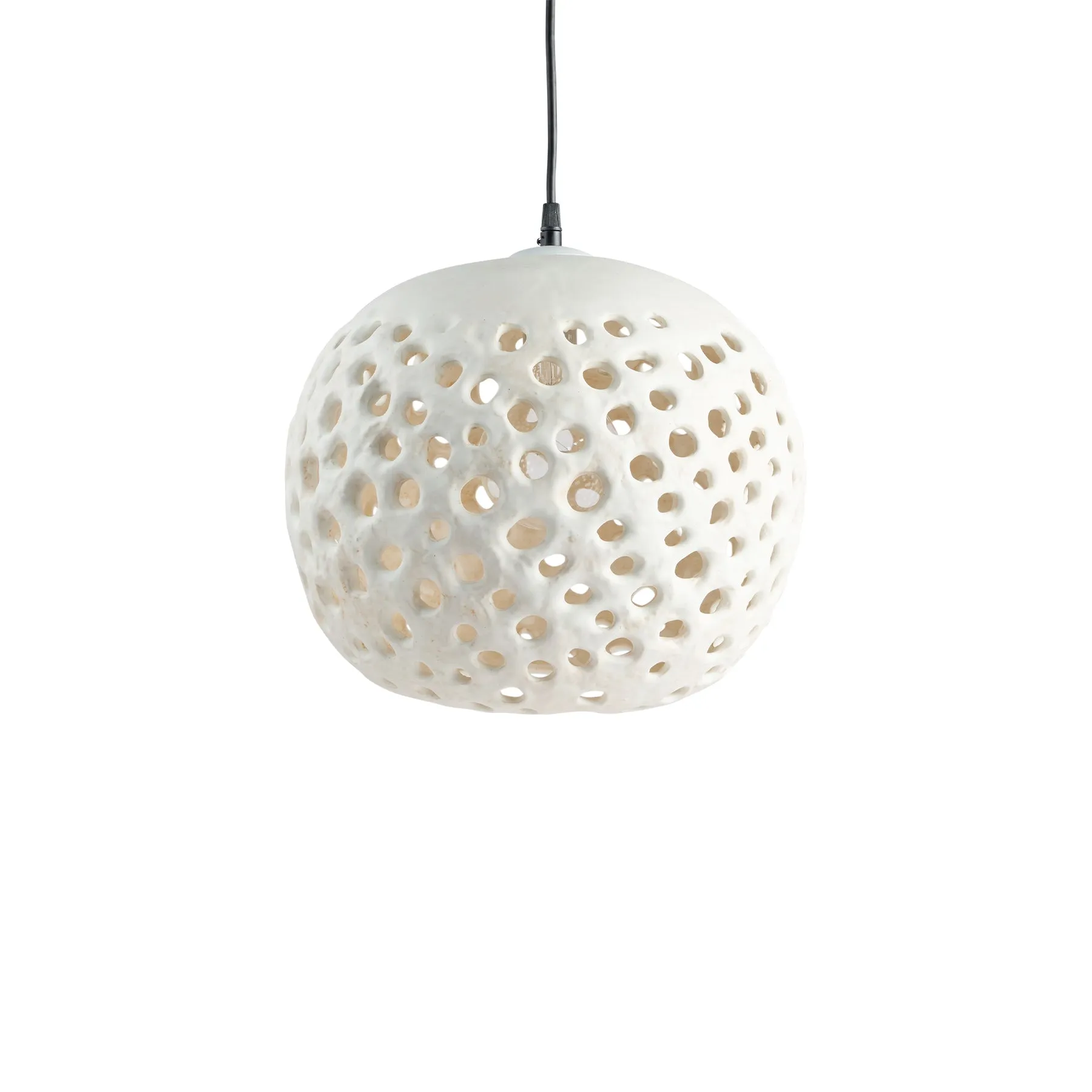 14" Ceramic Hanging Lantern in White