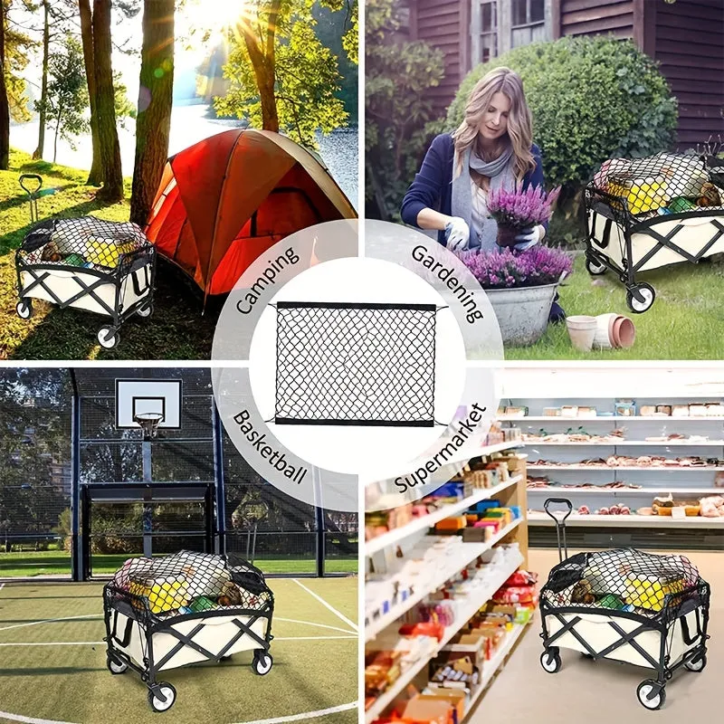 1pc Utility Wagon Net, Wagon Cargo Net, Wagon Parts Cargo Net, Heavy Duty Nylon Net For Garden Cart, Folding Trolley, Cart