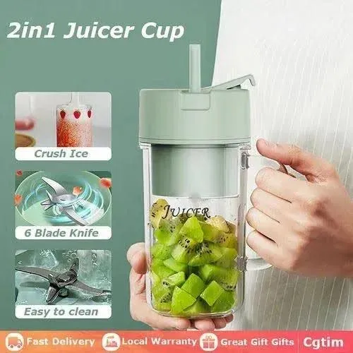 2 in 1 Crusher Juicer - Portable Juicer & Blender for Smoothies, Shakes, and Crushing Ice