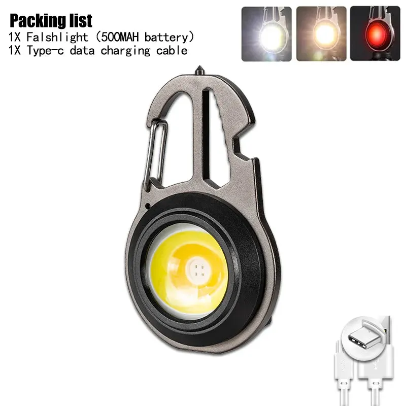 2023 New Mini Lantern Mutifuction Portable LED Flashlight Pocket Work Light Outdoor Camping Fishing Climbing Keychain Light