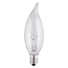 25 Watt CA8 Flame Tip Incandescent Clear E12 (Candelabra) Base, 130 Volt, Box (25-Pack)