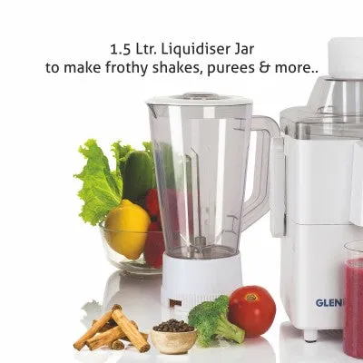 3-in-1 Juicer Mixer Grinder 500W with 1 Transparent Liquidiser, 1 Stainless Steel Grinder Jars - White (4010)