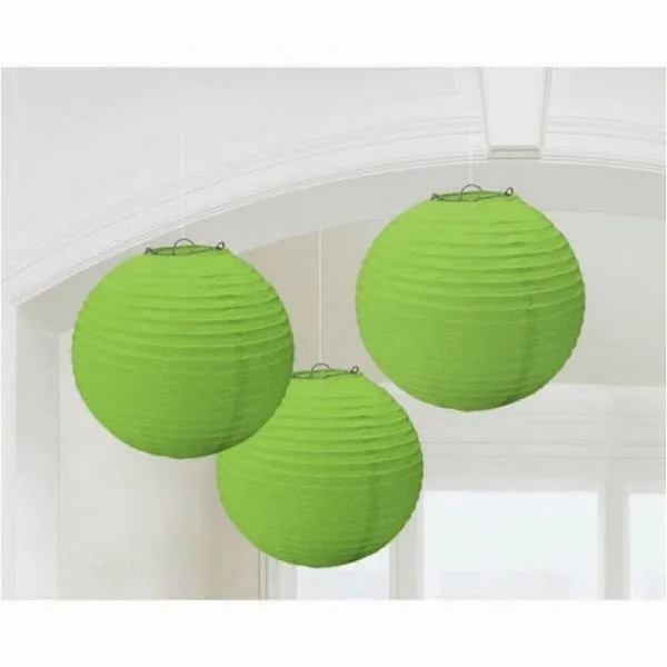 3 Pack Kiwi Round Paper Lanterns - 24cm