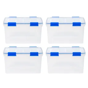 39.5 Quart Plastic Clear Storage Gasket Box Container with Latching Buckle Pack of 3