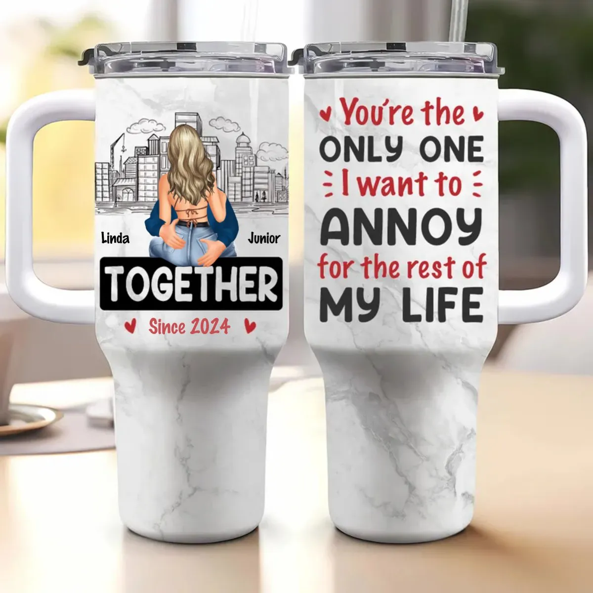 40oz Couple - You Are The Only One I Want To Annoy - Personalized Tumbler