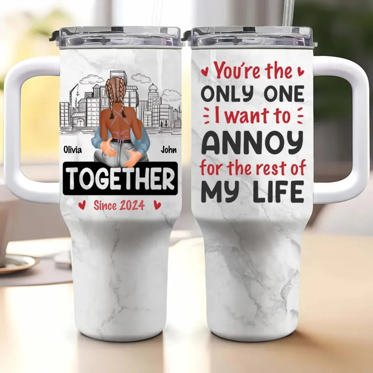 40oz Couple - You Are The Only One I Want To Annoy - Personalized Tumbler