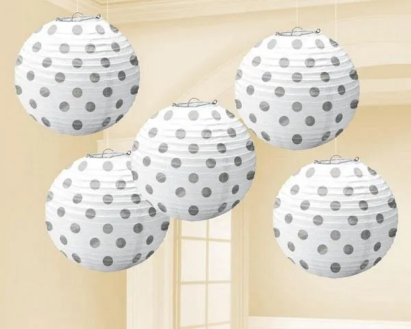 5 Pack Frosty White Mini Paper Lanterns