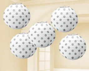 5 Pack Frosty White Mini Paper Lanterns