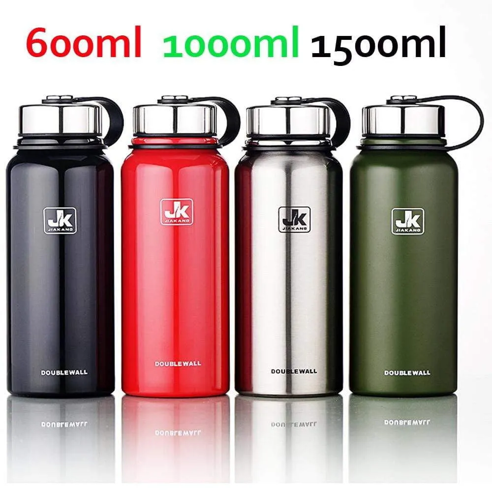 600ml / 1000ml / 1500ml JK Double Wall Stainless Steel Thermal Water Bottle Vacuum Flask