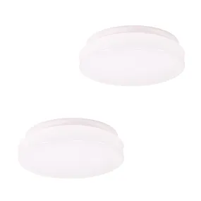 7 Inch Integrated LED Ceiling Flush Mount, 800 Lumens, 3K, White Finish 2 PACK