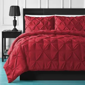 8 Pcs Diamond Red Bed Sheet Set with Filled Comforter, Pillow and Cushions Covers