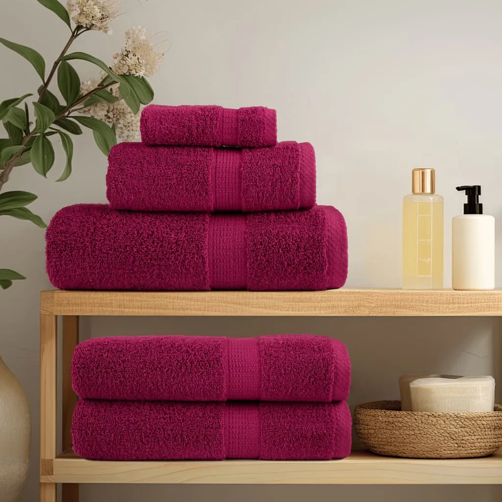 8 Piece Premium Towel Set SOLUND Bordeaux 600 gsm