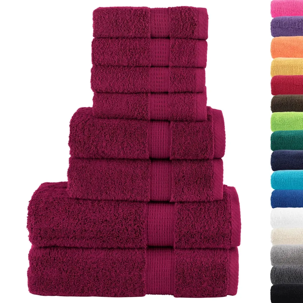 8 Piece Premium Towel Set SOLUND Bordeaux 600 gsm