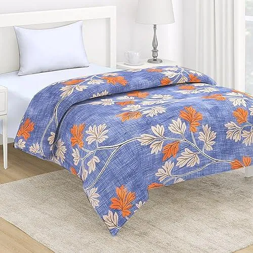 AC Comforter and Bedding Set for Single Bed, Carolina Blue Budding Leaves