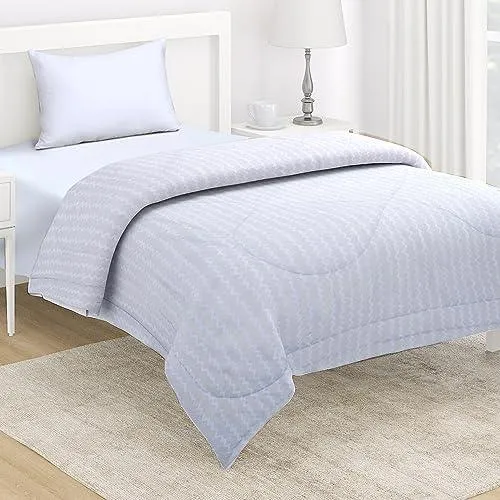 AC Comforter and Bedding Set for Single Bed, Cloud Grey Zig Zag