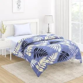 AC Comforter and Bedding Set for Single Bed, Frost Blue Pinnate Leaves