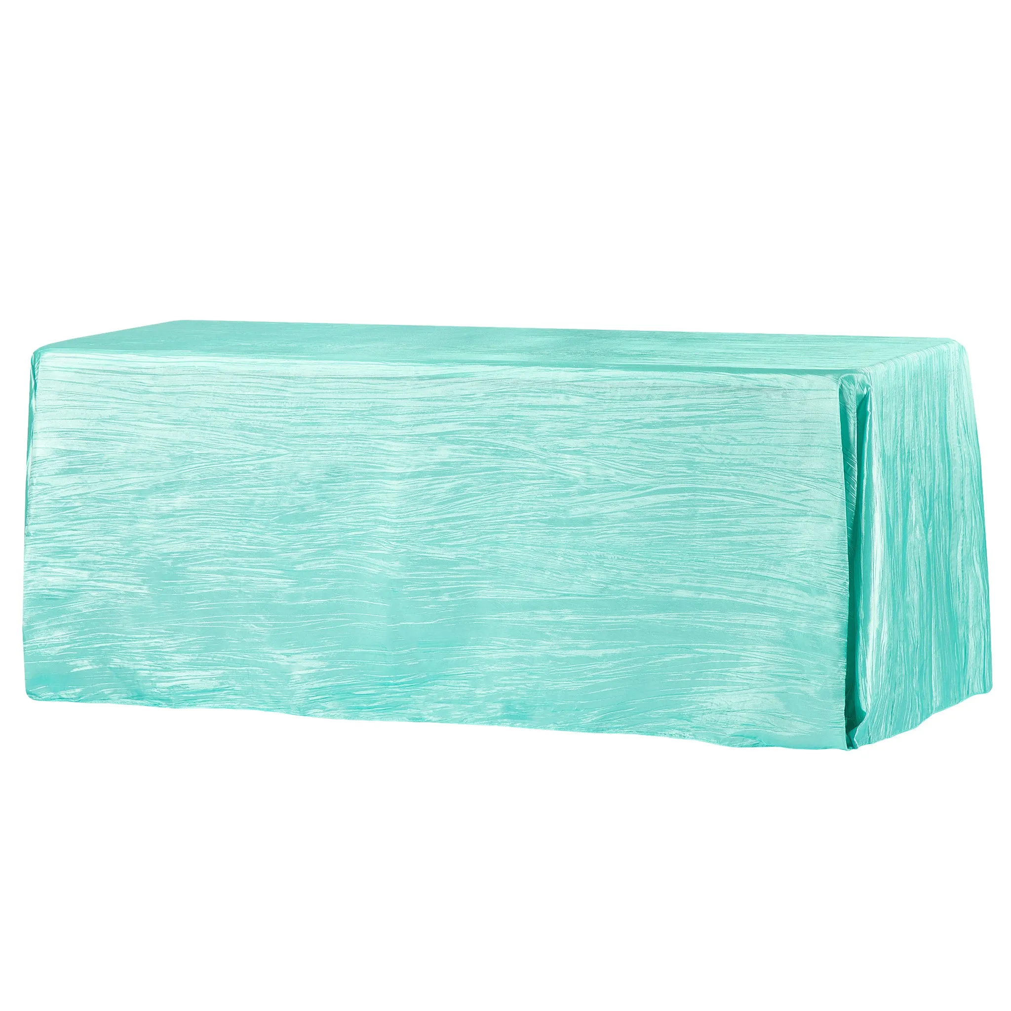 Accordion Crinkle Taffeta 90"x156" Rectangular Tablecloth - Turquoise