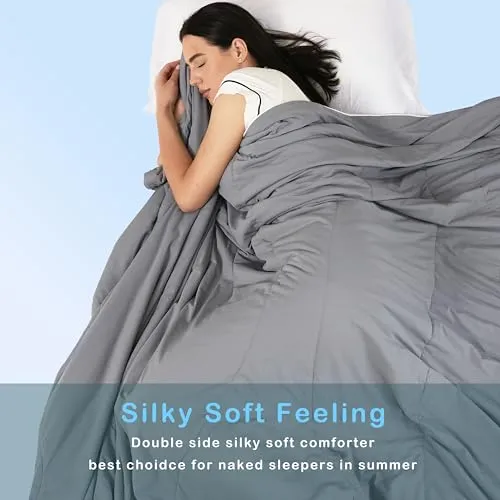 ACCURATEX Cooling Comforter Queen Size,Q-Max > 0.45 Arc-Chill Cooling Fiber, Lightweight Cool Blanket for Hot Sleepers and Night Sweats, Soft Breathable Summer Cooling Comforter,Grey(90"x90")