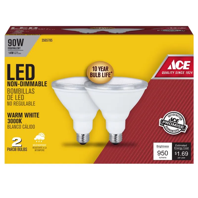 Ace PAR38 E26 (Medium) LED Bulb Warm White 90 Watt Equivalence 2 pk