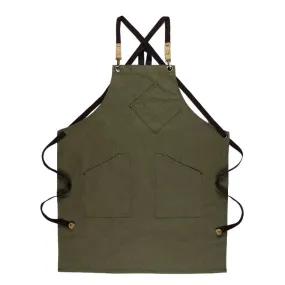 Anyhouz Kitchen Apron Green Light Soft Canvas Fashion and Working Design Double Side Pockets Whole Body Hangable Painting Chef Restaurant