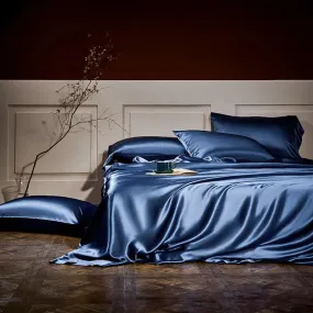 Arya Blue 25 Momme Mulberry Silk Duvet Cover Set