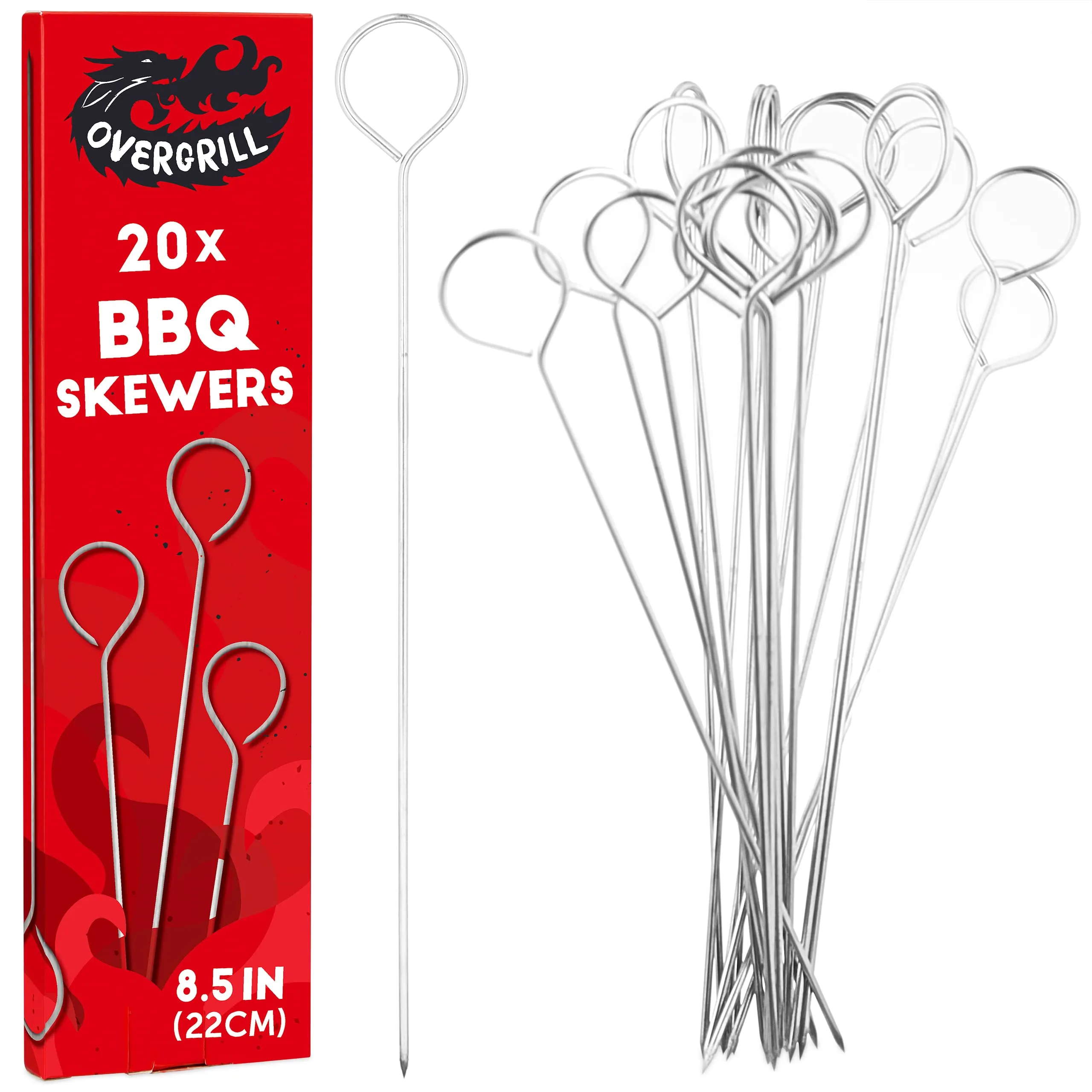 Bbq Skewers For Grilling: 20 Metal Skewers For Grilling  9in Stainless Steel