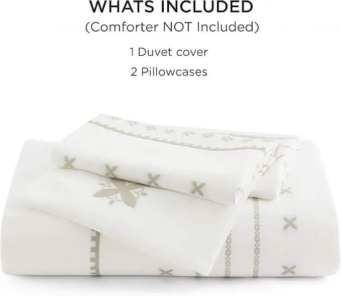 Bedsure Boho Vertical Jacquard Duvet Cover Set White