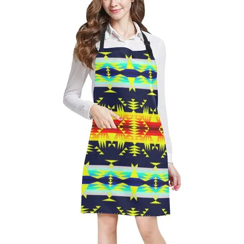 Between the Mountains Navy Yellow Apron