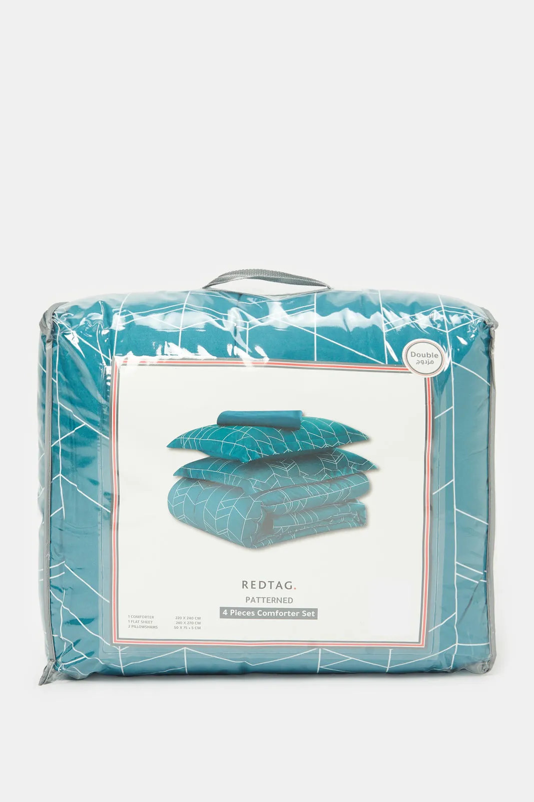 Blue Geometric Printed Comforter 4 Piece Set (Double Size)