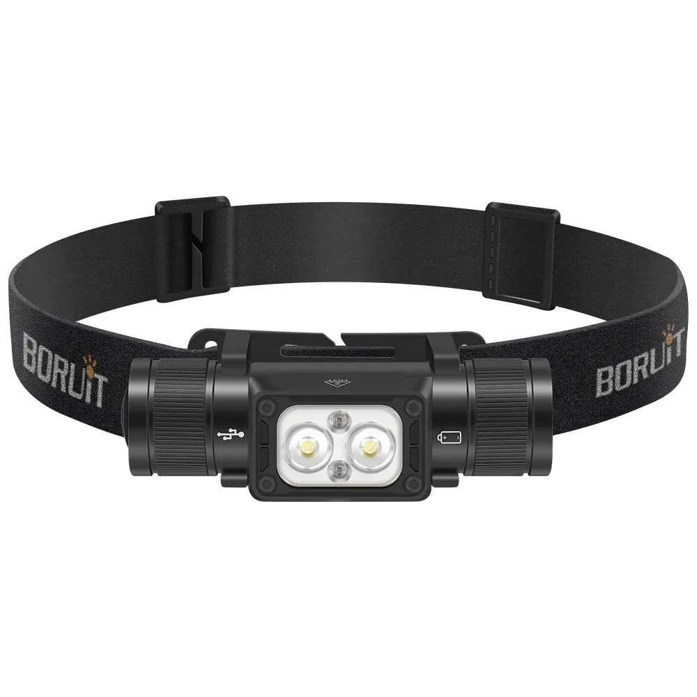 BORUiT HP340 Powerful LED Headlamp Type-C Rechargesble Headlight Waterproof Camping Fishing Head Torch Emergency 18650 Lantern