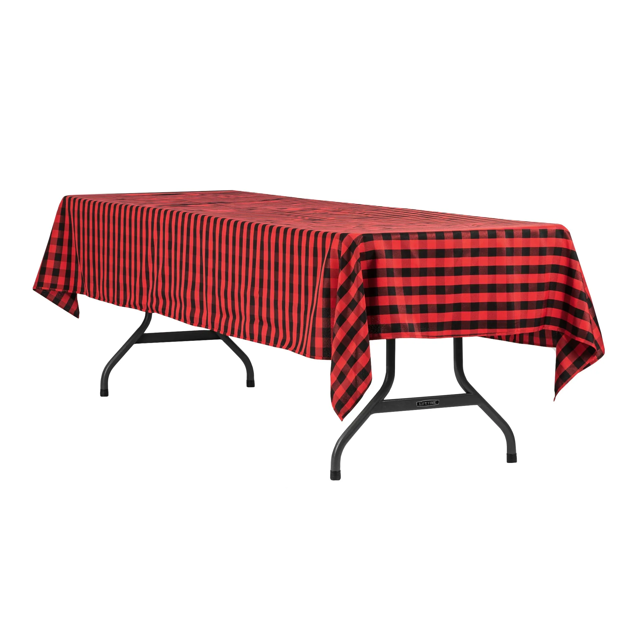 Buffalo Plaid Checkered Rectangular Polyester Tablecloth 60"x120" - Black & Red