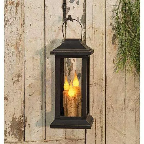 Burnt Ivory Three Taper Lantern, 10 inch