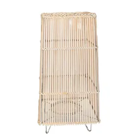 Cali Large White Wash Shabby Chic Rustic Rattan & Glass Lantern Decorative Ornaments x2