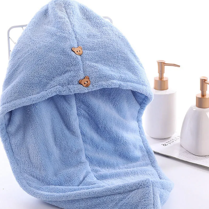 Cartoon Absorbent Thick Coral Fleece Dry Hair Towel