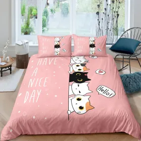 Cartoon Kitty Cat Love Heart Bedding Sets