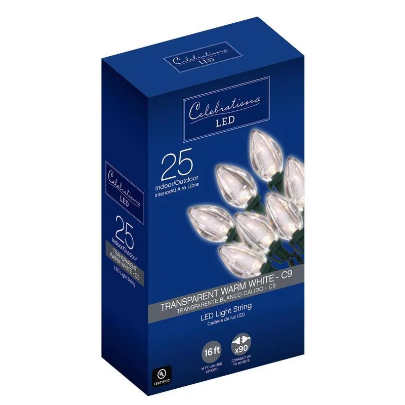 Celebrations LED C9 Warm White 25 ct String Christmas Lights 16 ft.