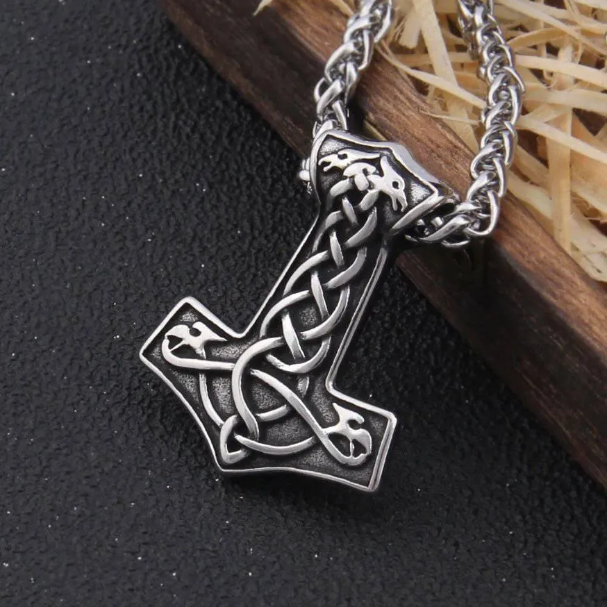 Celtic Raven Thor's Hammer - Stainless Steel