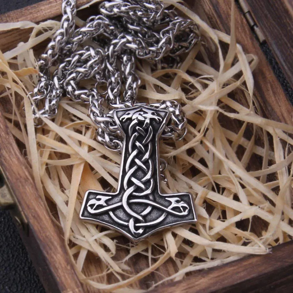 Celtic Raven Thor's Hammer - Stainless Steel