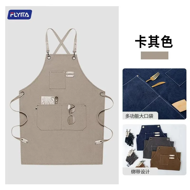 Chef Aprons Canvas Cross Back Premium : Stylish Unisex Design with Spacious Pockets