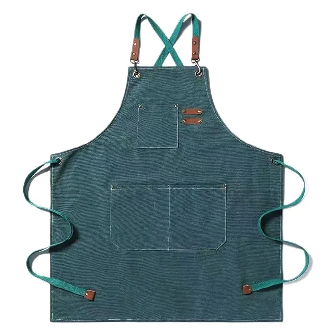 Chef Aprons Canvas Cross Back Premium : Stylish Unisex Design with Spacious Pockets