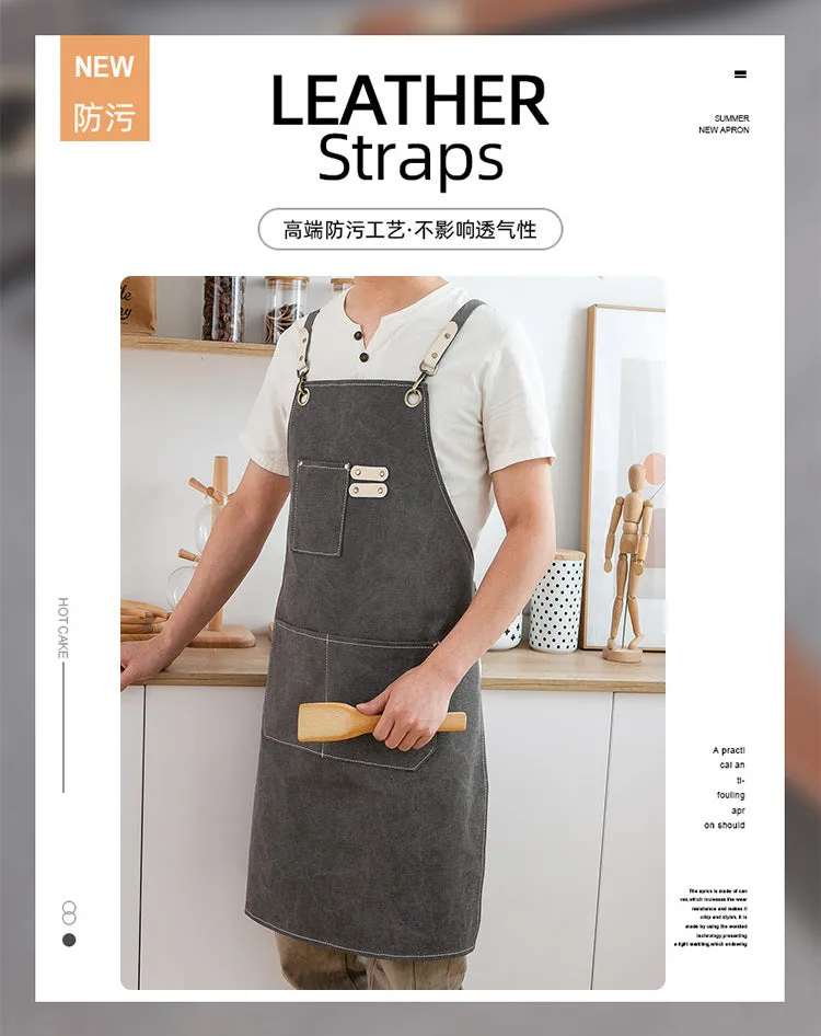 Chef Aprons Canvas Cross Back Premium : Stylish Unisex Design with Spacious Pockets