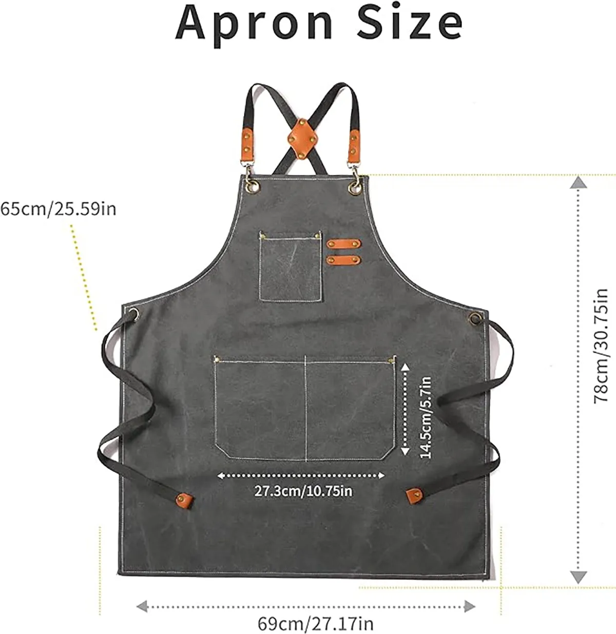 Chef Aprons Canvas Cross Back Premium : Stylish Unisex Design with Spacious Pockets