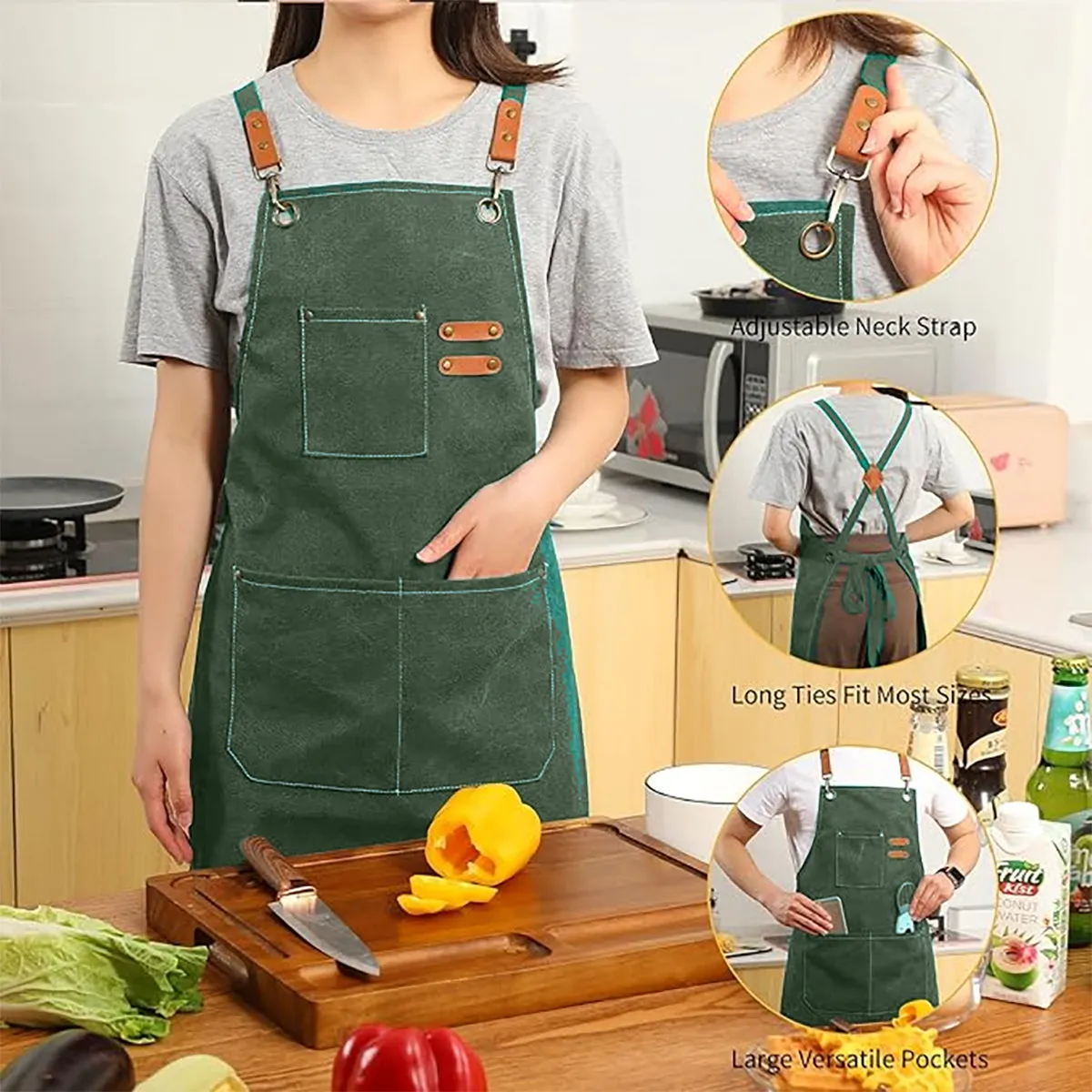 Chef Aprons Canvas Cross Back Premium : Stylish Unisex Design with Spacious Pockets